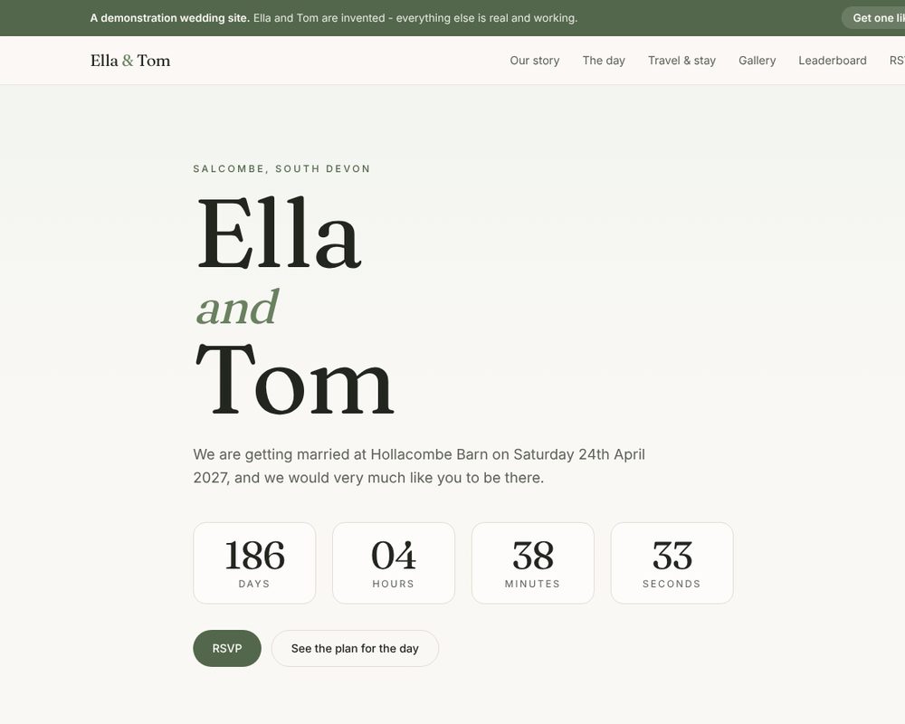 Ella & Tom Wedding Demo website